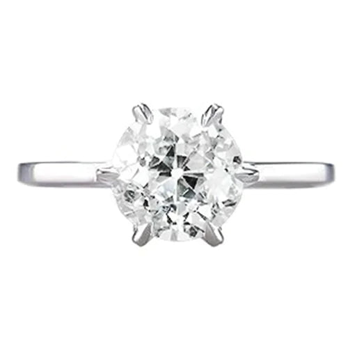 Round Solitaire Old Mine Cut Natural Diamond Ring Prong Set 1 Carat