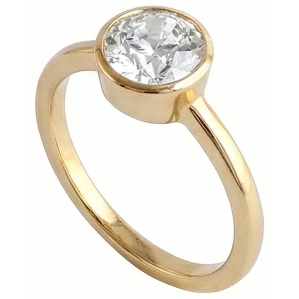 Round Solitaire Old Mine Cut Natural Earth Mined Diamond Ring Bezel Set 1.50 Carats