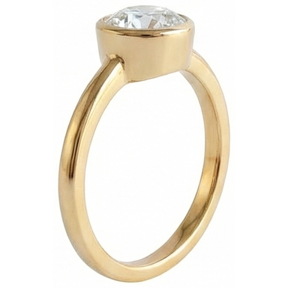 Round Solitaire Old Mine Cut Natural Earth Mined Diamond Ring Bezel Set 1.50 Carats