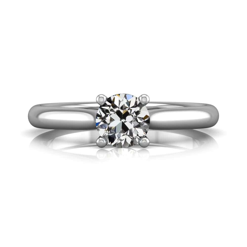Round Solitaire Old Mine Cut Real Diamond Ring 14K Gold 1.50 Carats