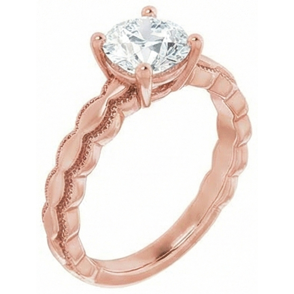 Round Solitaire Old Mine Cut Real Natural Earth Mined DIAMOND ( NOT LAB GROWN ) Ring 2 Carats Milgrain Shank