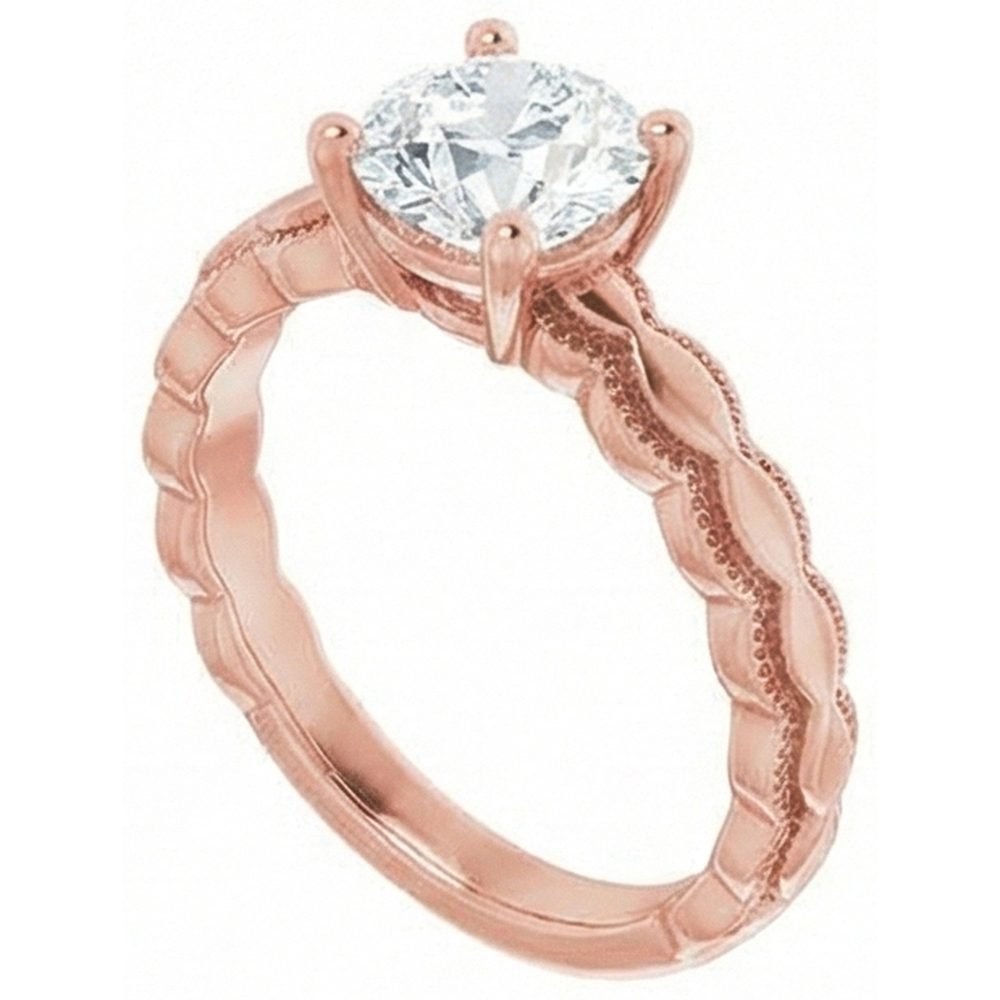 Round Solitaire Old Mine Cut Real Natural Earth Mined DIAMOND ( NOT LAB GROWN ) Ring 2 Carats Milgrain Shank