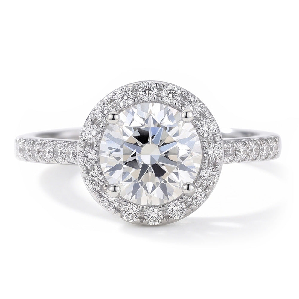 Round Solitaire Old Mine Cut Real Natural Earth Mined Diamond Ring With Accents 2.50 Carats