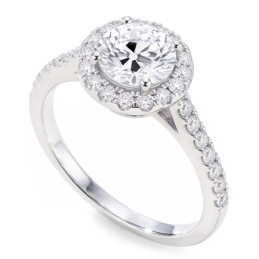 Round Solitaire Old Mine Cut Real Natural Earth Mined Diamond Ring With Accents 2.50 Carats