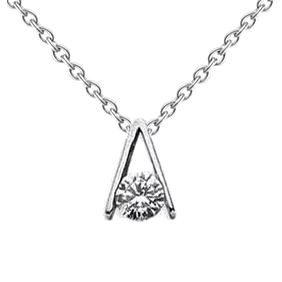 Round Solitaire Real Diamond Necklace Pendant 0.45 Ct White Gold