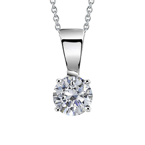 Round Solitaire Real Diamond Pendant Necklace 2.50 Carats White Gold 14K