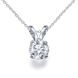Round Solitaire Real Diamond Pendant Necklace