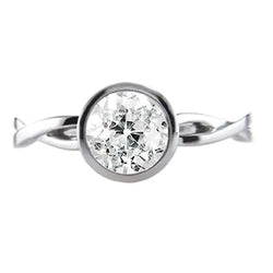 Round Solitaire Ring Bezel Old Miner Real Diamond Infinity Style 1.25 Carat