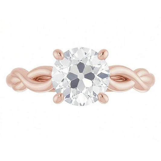 natural round diamond 2ct ring side angle