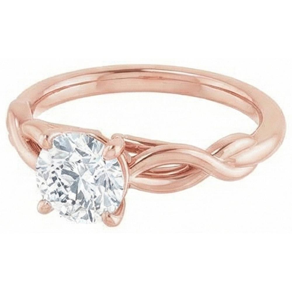 Round Solitaire Ring Old Cut Genuine Natural Earth Mined Diamond Prong Set 2 Carats Infinity Style