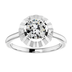 Round Solitaire Ring Old Mine Cut Genuine Diamond Ladies Jewelry 2 Carats