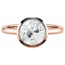 Round Solitaire Ring Old Mine Cut Genuine Natural Earth Mined Diamond Bezel Set 1 Carat Gold 14K