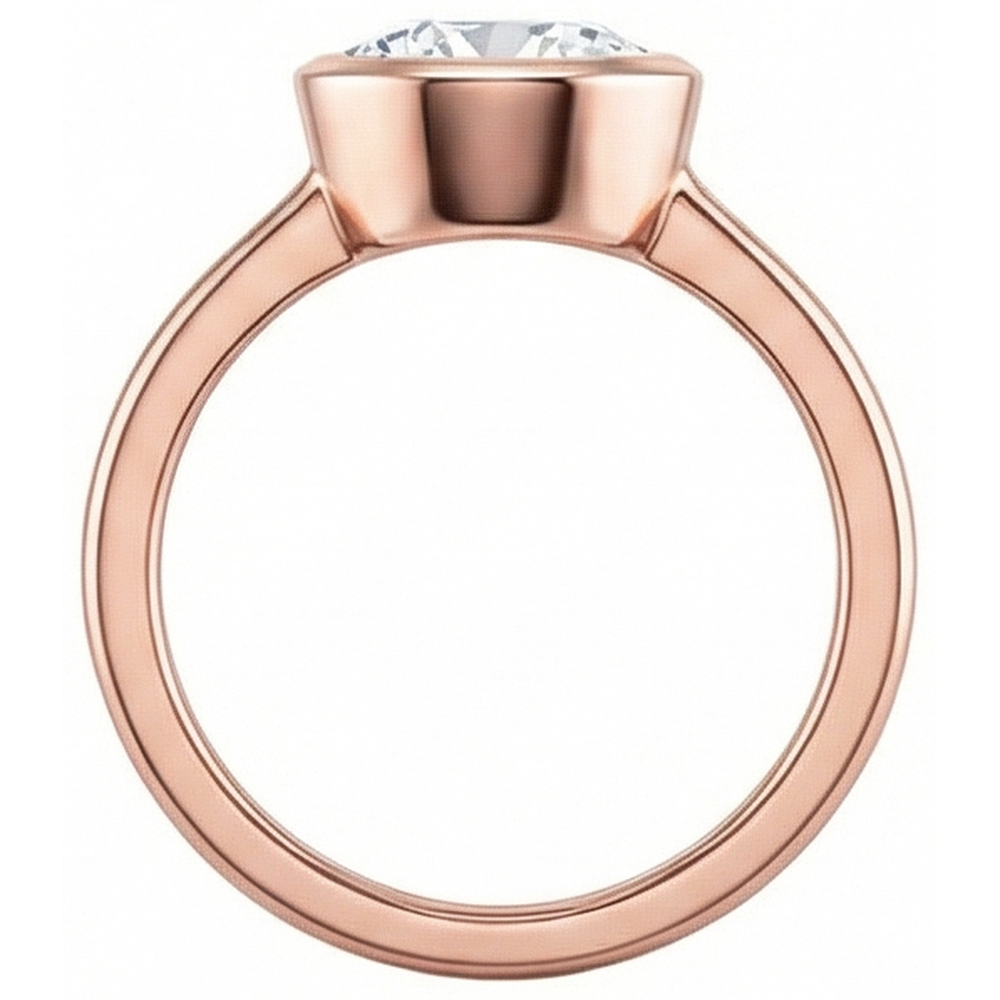Round Solitaire Ring Old Mine Cut Genuine Natural Earth Mined Diamond Bezel Set 1 Carat Gold 14K
