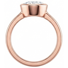 Round Solitaire Ring Old Mine Cut Genuine Natural Earth Mined Diamond Bezel Set 1 Carat Gold 14K