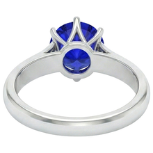 Round Solitaire Ring Sri Lankan Sapphire 2 Carats White Gold 14K