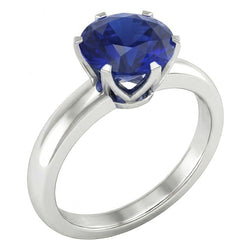 Round Solitaire Sapphire Ring 3 Carats White Gold Jewellery