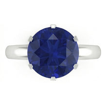 Round Solitaire Sapphire Ring 3 Carats White Gold Jewellery