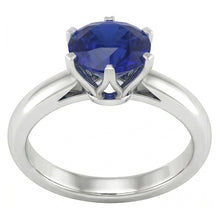 Round Solitaire Sapphire Ring 3 Carats White Gold Jewellery