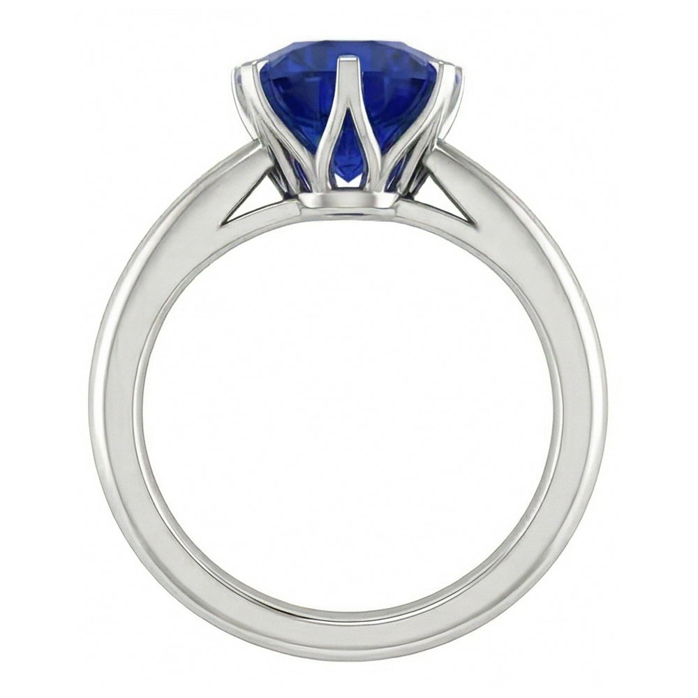 Round Solitaire Sapphire Ring 3 Carats White Gold Jewellery