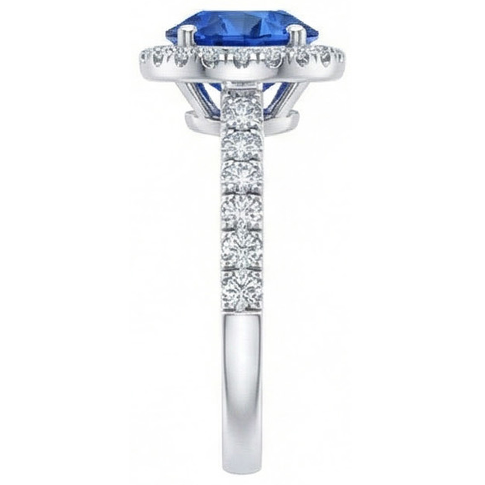 natural round sapphire 2.20ct ring profile view