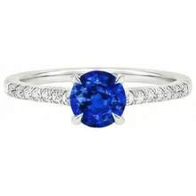 Round Sri Lanka Sapphire Ring Natural Earth Mined DIAMOND ( NOT LAB GROWN ) Jewellery White Gold 14K