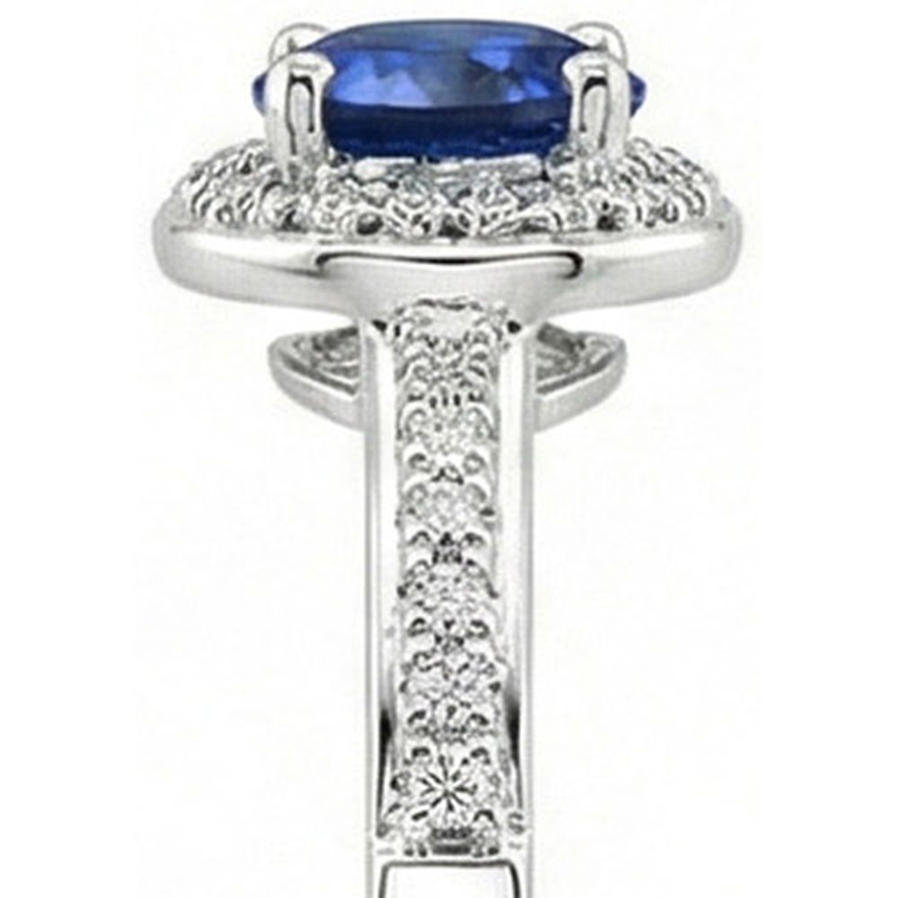 Round Sri Lankan Sapphire Natural Earth Mined DIAMOND ( NOT LAB GROWN )s Ring 5.76 Carats White Gold 14K