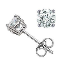 Round Stud Natural Diamond Earrings 2 Carats White Gold 14K