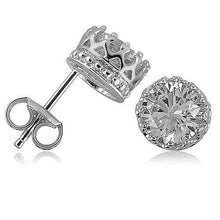 Round Stud Real Diamond Earring 2 Carats White Solid Gold Jewelry