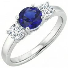 natural round sapphire 1.75ct ring front view