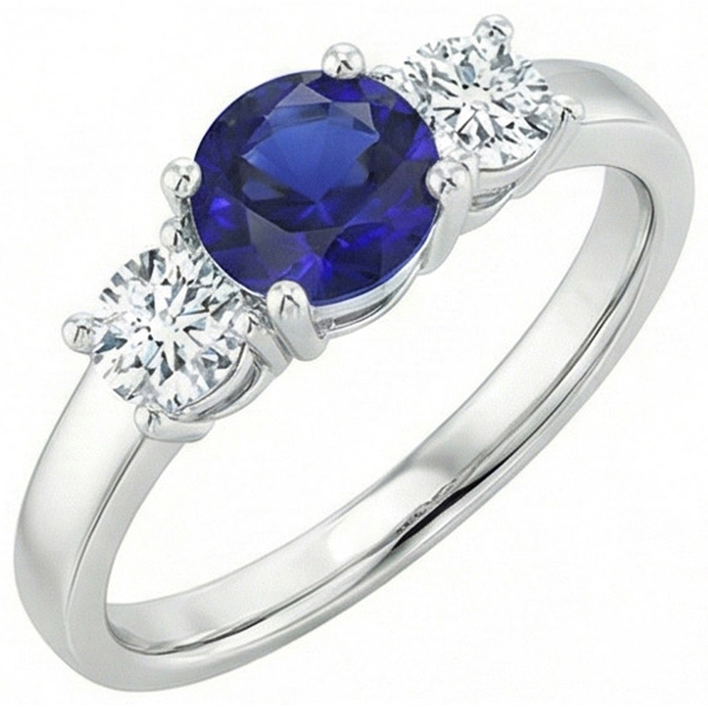 natural round sapphire 1.75ct ring front view