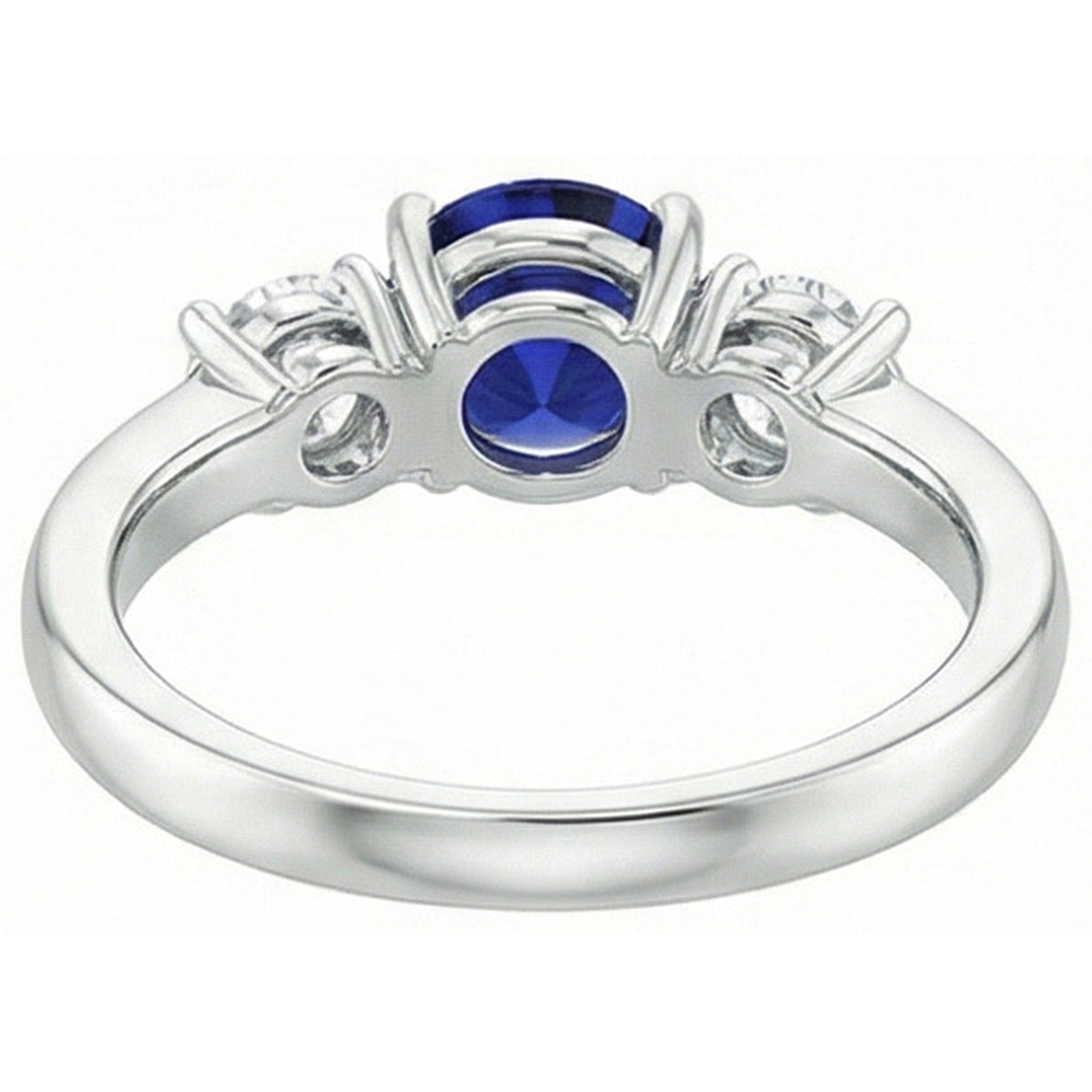natural round sapphire 1.75ct ring on white background