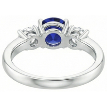 natural round sapphire 1.75ct ring on white background