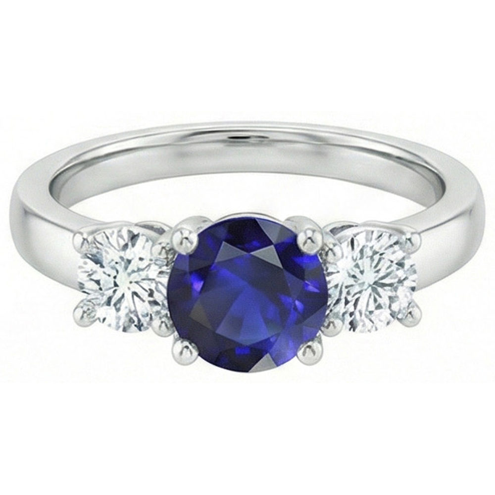 natural round sapphire 1.75ct ring side angle