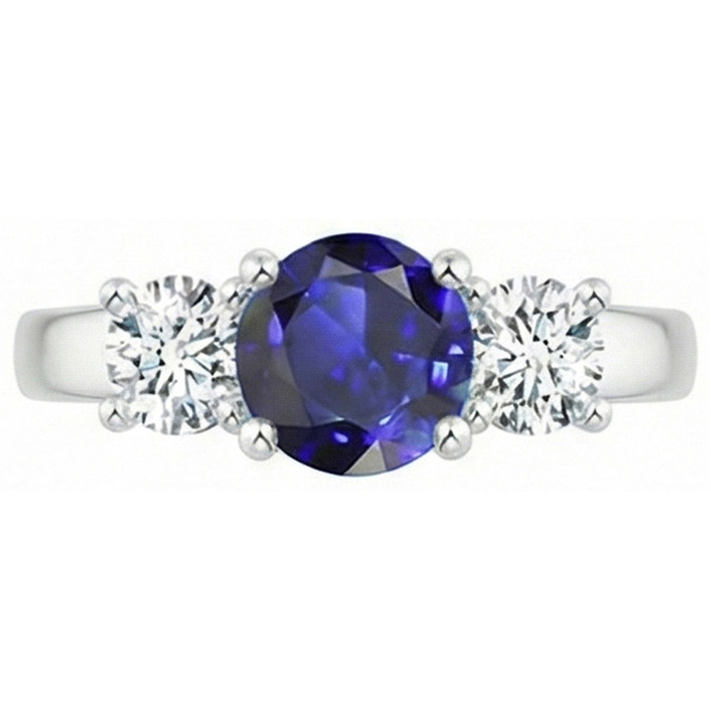 natural round sapphire 1.75ct ring close up detail