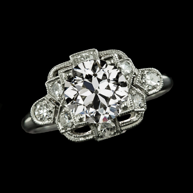 Round Wedding Ring Old Mine Cut Real Diamonds 3.75 Carats Jewelry