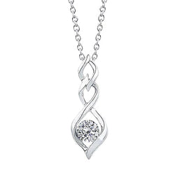 Round White Real Diamond Necklace Pendant 0.50 Carats White Gold 14K