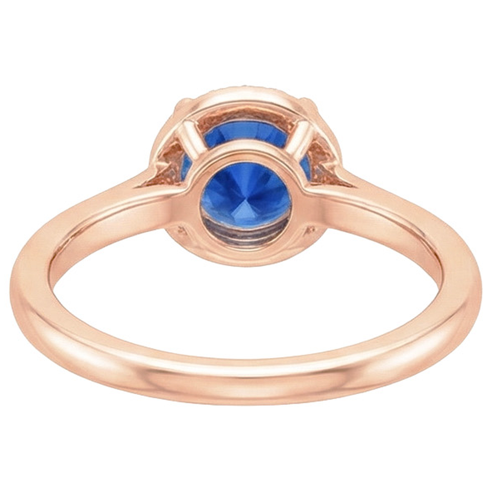 natural round sapphire 2.50ct ring on white background