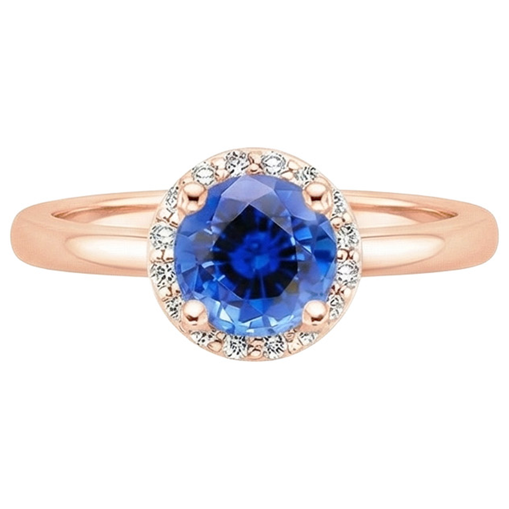 natural round sapphire 2.50ct ring close up detail