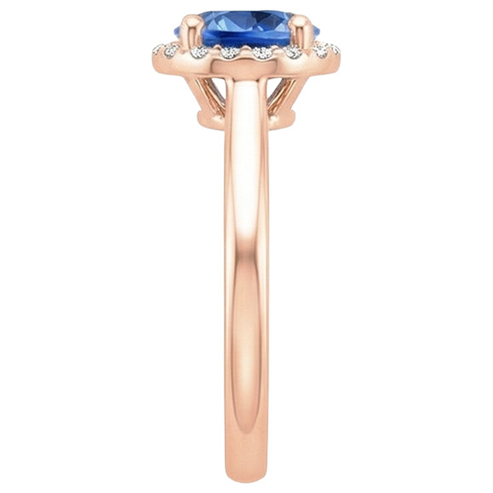 natural round sapphire 2.50ct ring profile view