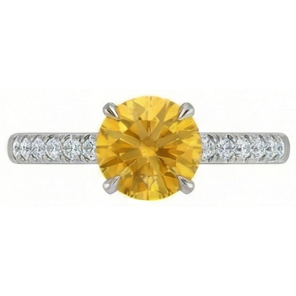 natural round sapphire 3.50ct ring front view