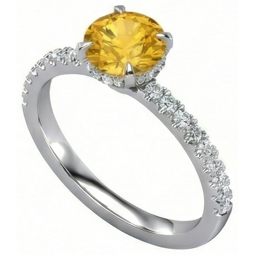 natural round sapphire 3.50ct ring side angle