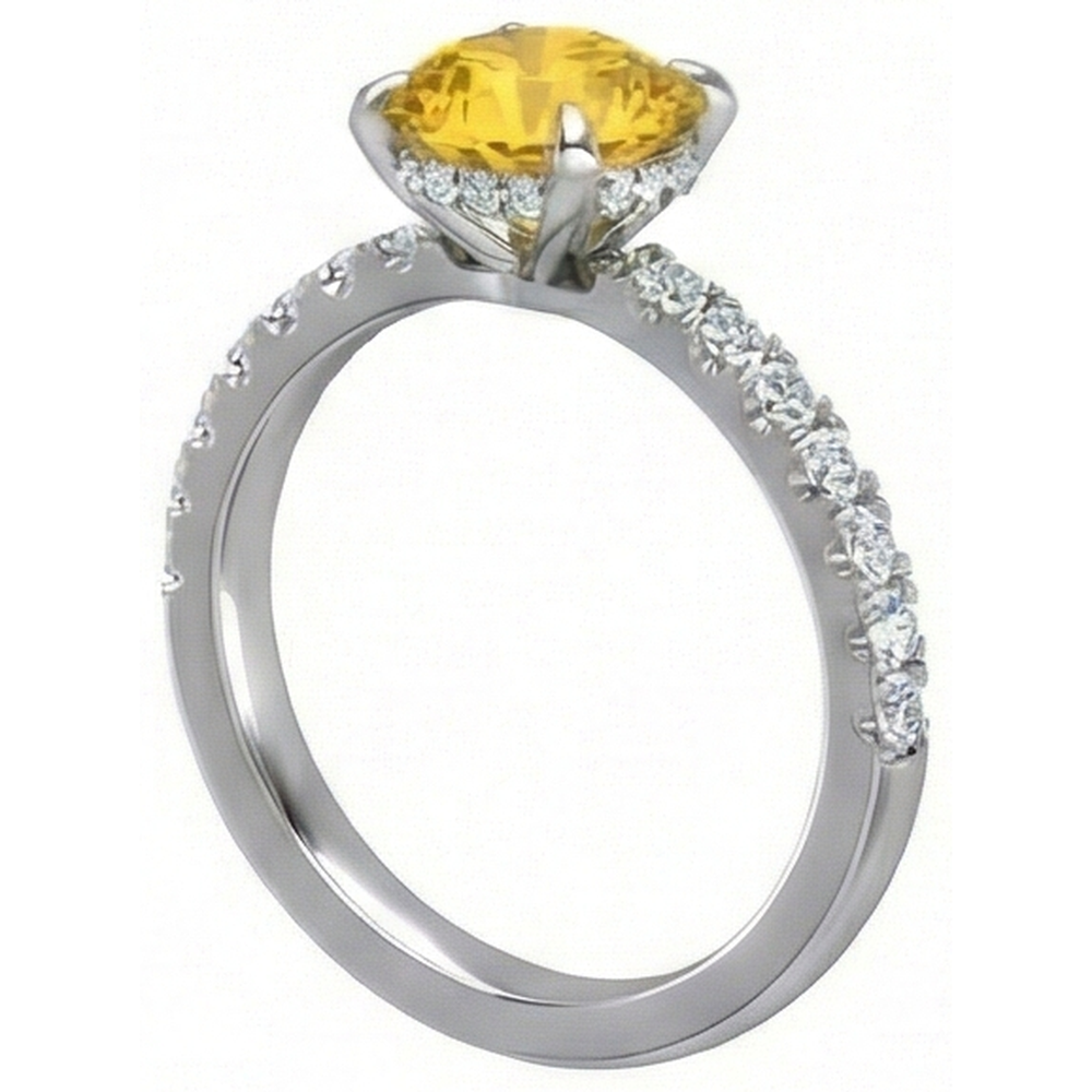 natural round sapphire 3.50ct ring top view
