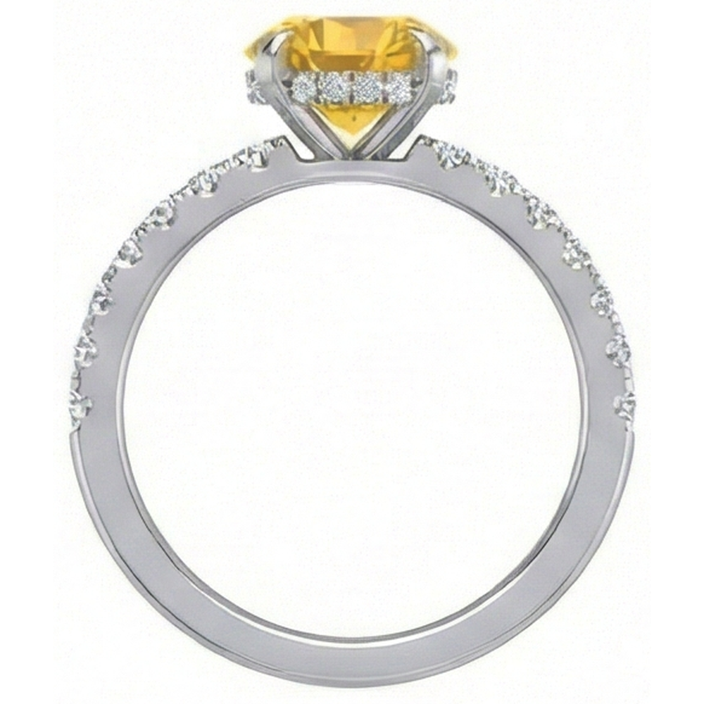 natural round sapphire 3.50ct ring on white background