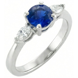 Round & Marquise Ceylon Blue Sapphire Natural Earth Mined DIAMOND ( NOT LAB GROWN )s Ring White Gold 2.50 Ct
