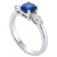 Round & Marquise Ceylon Blue Sapphire Natural Earth Mined DIAMOND ( NOT LAB GROWN )s Ring White Gold 2.50 Ct