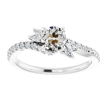 Fine Diamond Old Mine Cut Accent Solitaire Ring in 14 Karat White Gold – main view