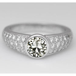 Diamond Antique Cushion Solitaire Ring with Accents 1.50 ct – 14