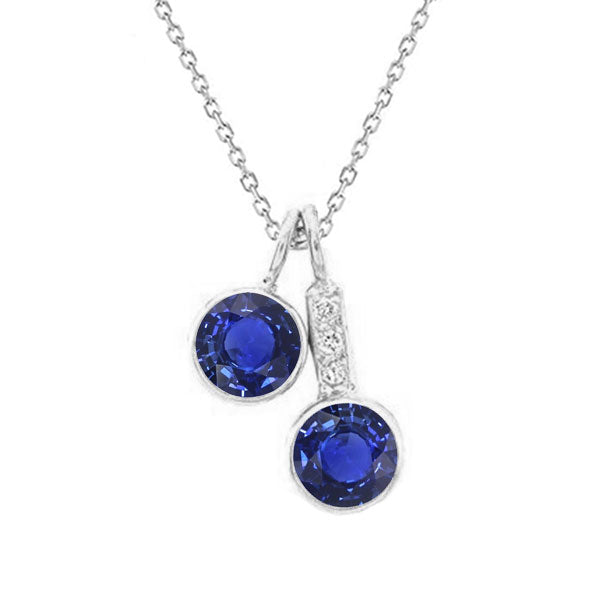 Round Brilliant Blue Sapphire ring in 14K White Gold – main view