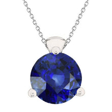 Cornflower Blue Sapphire Round Cut Gemstone Pendant in 14 Karat White Gold – main view