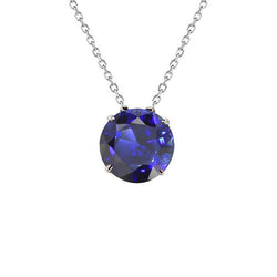 14K White Gold Stone Pendant Necklace with Royal Blue Sapphire